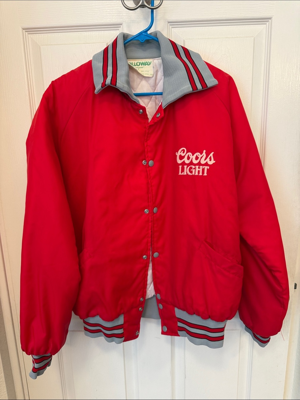 Holloway Vintage Men’s Coors Light Red Jacket with Gray Striped Trim